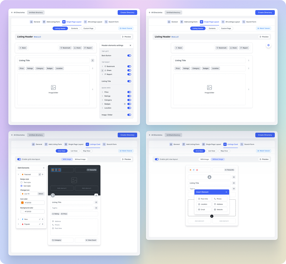 Directorist Builder additional interface states